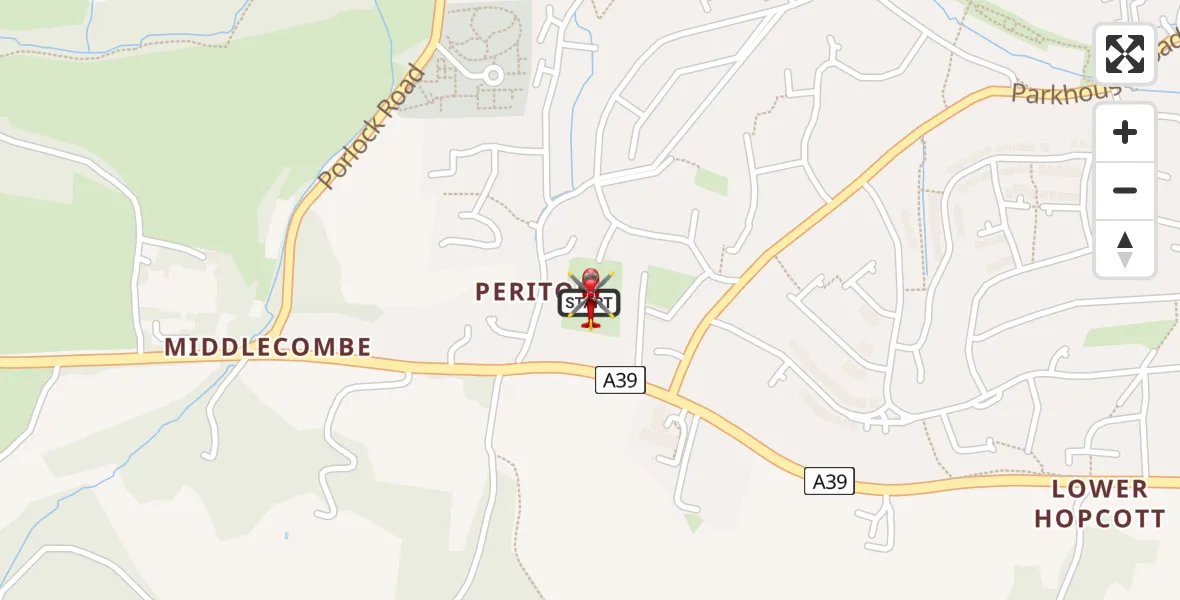 Flight route Air Ambulance Helicopter Minehead - Minehead, 10 May 2026, 18:31