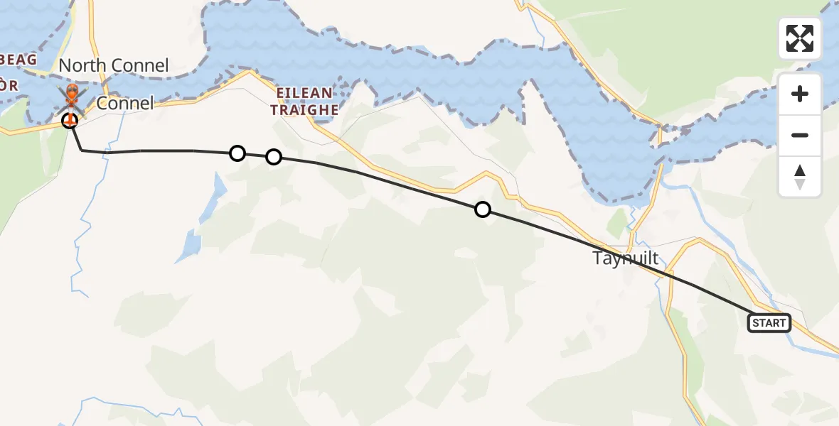 Flight route Coastguard Helicopter Taynuilt - North Connel, 10 May 2026, 19:25