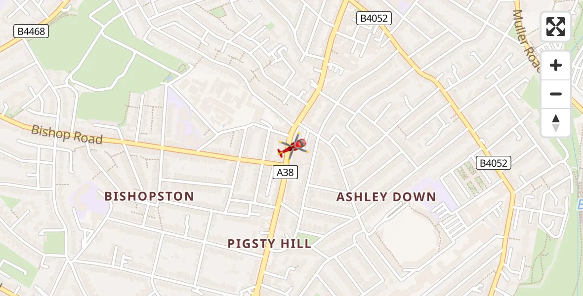 Flight route Air Ambulance Helicopter Bristol - Bristol, 10 May 2026, 20:06