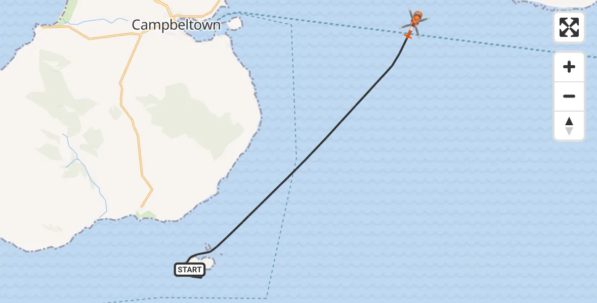 Flight route Coastguard Helicopter Inner Seas - Inner Seas, 10 May 2026, 20:28