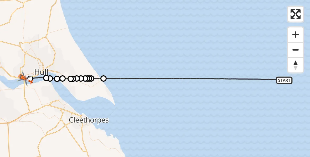 Flight route Coastguard Helicopter North Sea - Hessle, 11 May 2026, 00:59