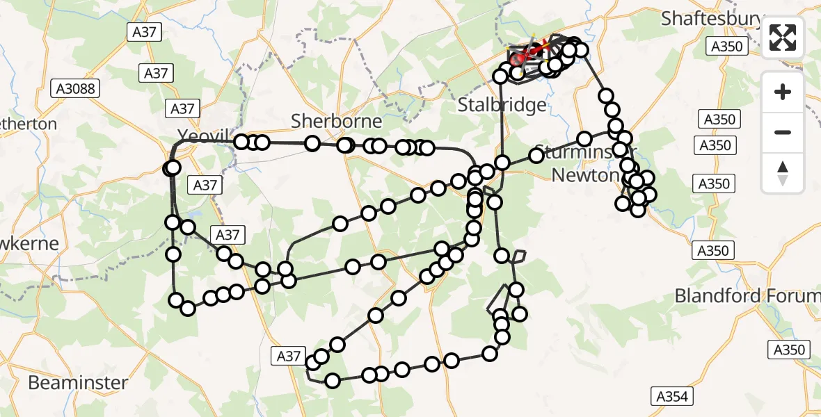 Flight route Air Ambulance Helicopter Henstridge Airfield - Henstridge Airfield, 11 May 2026, 07:38