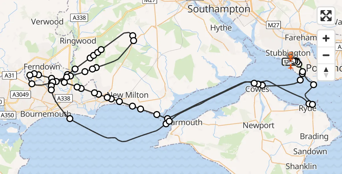 Flight route Coastguard Helicopter Solent Airport - Solent Airport, 11 May 2026, 09:01