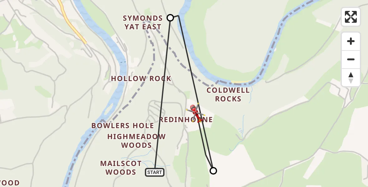 Flight route Air Ambulance Helicopter Forest of Dean - Forest of Dean, 11 May 2026, 10:09