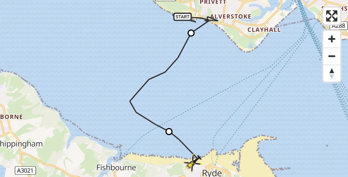 Flight route Police Helicopter Gosport - Ryde, 11 May 2026, 11:13