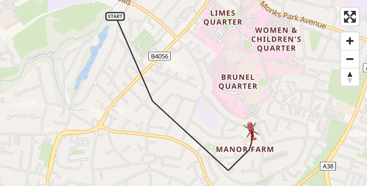 Flight route Air Ambulance Helicopter Bristol - Bristol, 11 May 2026, 13:24