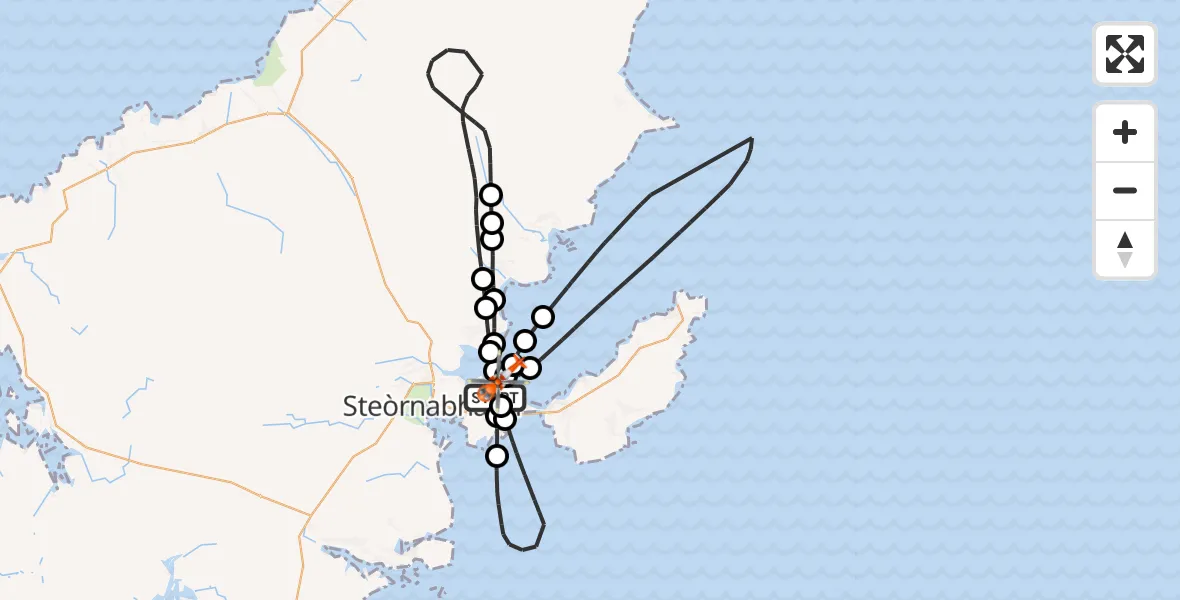 Flight route Coastguard Helicopter Stornoway Airport - Mealabost, 11 May 2026, 14:06