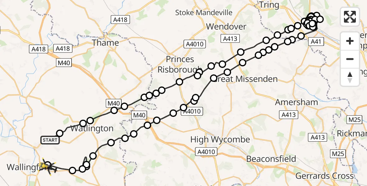 Flight route Police Helicopter Ewelme - Crowmarsh Gifford, 11 May 2026, 14:26