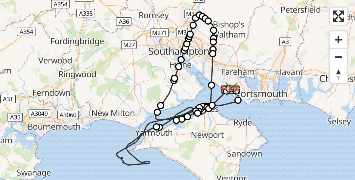 Flight route Coastguard Helicopter Solent Airport - Solent Airport, 11 May 2026, 14:38