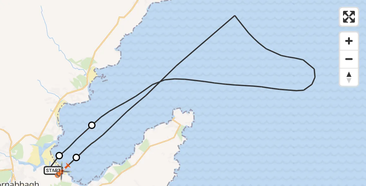 Flight route Coastguard Helicopter Stornoway Airport - Mealabost, 11 May 2026, 14:52