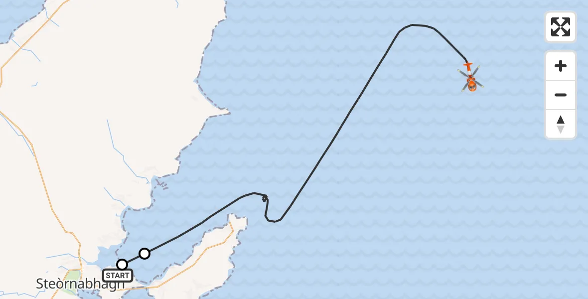 Flight route Coastguard Helicopter Stornoway Airport - Inner Seas, 11 May 2026, 15:13