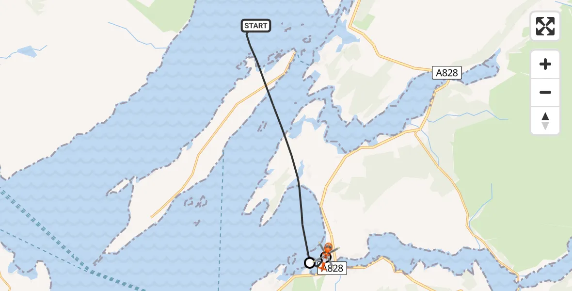 Flight route Coastguard Helicopter Inner Seas - Oban Airport, 11 May 2026, 16:43