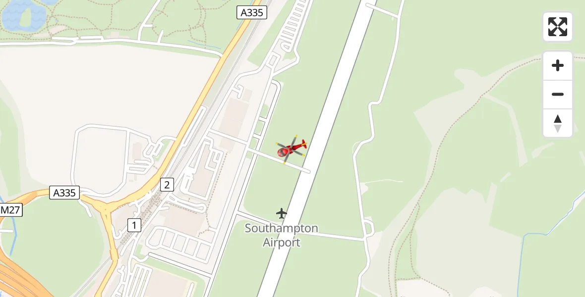Flight route Air Ambulance Helicopter Southampton Airport - Southampton Airport, 11 May 2026, 16:57