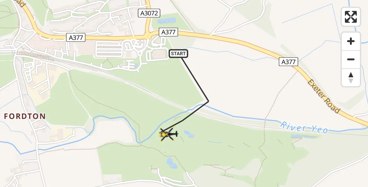 Flight route Police Helicopter Mid Devon - Mid Devon, 11 May 2026, 18:15