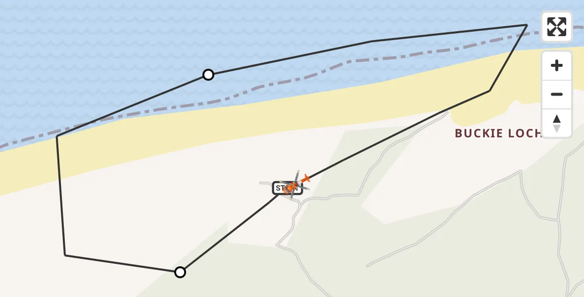 Flight route Coastguard Helicopter Buckie Loch - Buckie Loch, 11 May 2026, 22:09