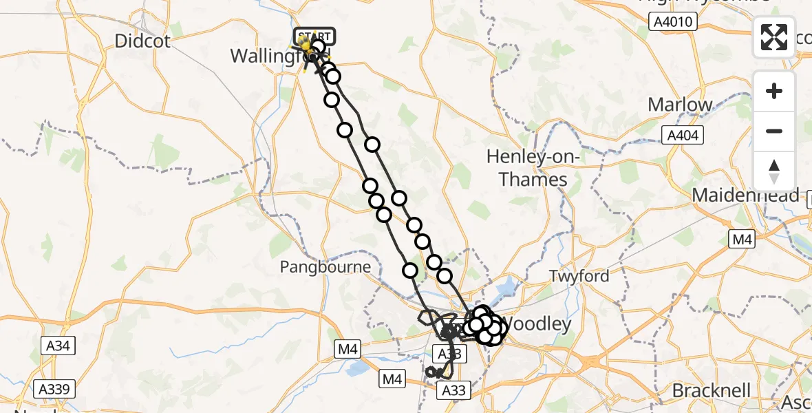 Flight route Police Helicopter RAF Benson - Crowmarsh Gifford, 11 May 2026, 22:13