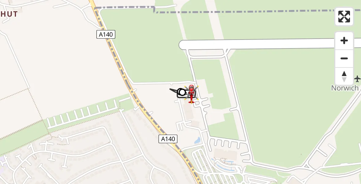 Flight route Air Ambulance Helicopter Norwich Airport - Norwich Airport, 11 May 2026, 22:19