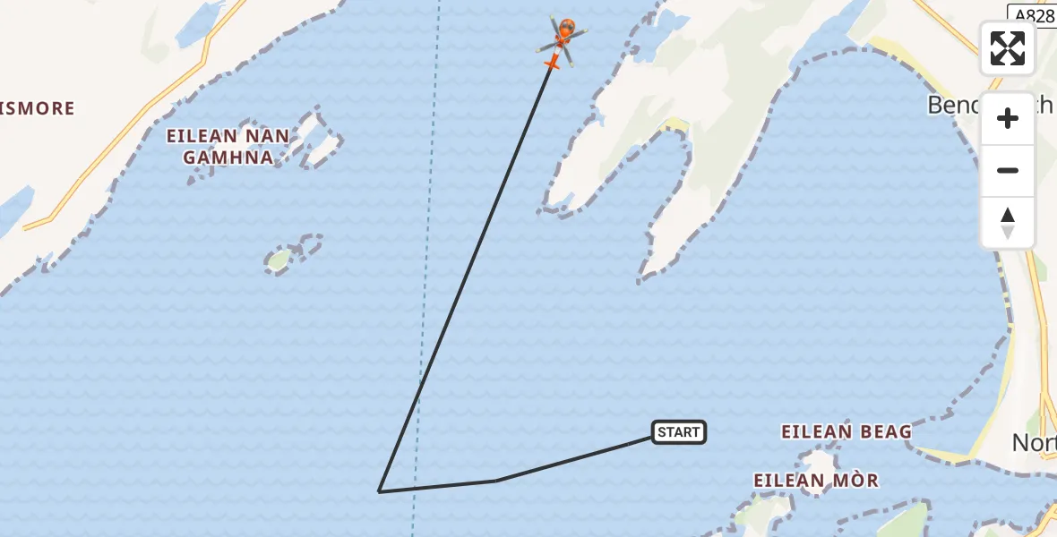 Flight route Coastguard Helicopter Inner Seas - Inner Seas, 12 May 2026, 10:12