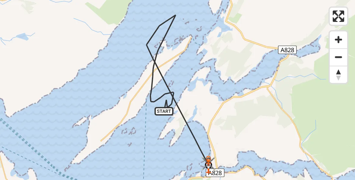Flight route Coastguard Helicopter Inner Seas - Oban Airport, 12 May 2026, 10:27