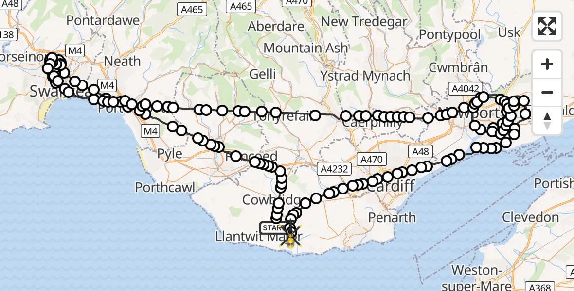 Flight route Police Helicopter Llanmaes - Flemingston, 12 May 2026, 11:53