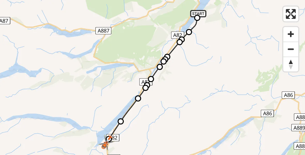 Flight route Coastguard Helicopter Loch Ness - Highland, 12 May 2026, 14:10