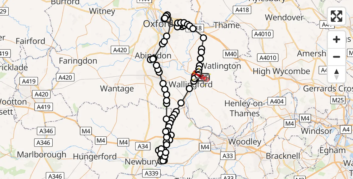 Flight route Air Ambulance Helicopter RAF Benson - RAF Benson, 12 May 2026, 18:07