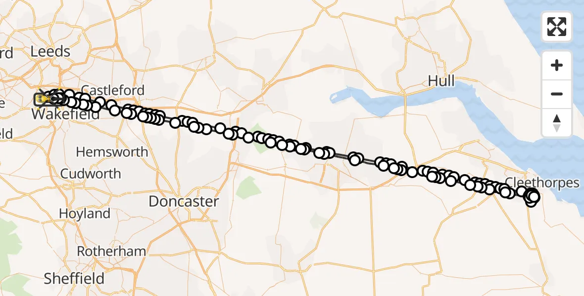 Flight route Police Helicopter East Ardsley - East Ardsley, 13 May 2026, 01:01