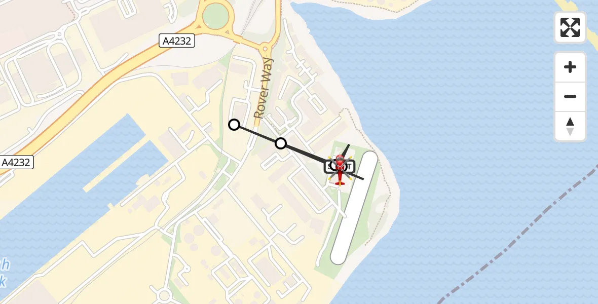 Flight route Air Ambulance Helicopter Cardiff Heliport - Cardiff Heliport, 13 May 2026, 08:51