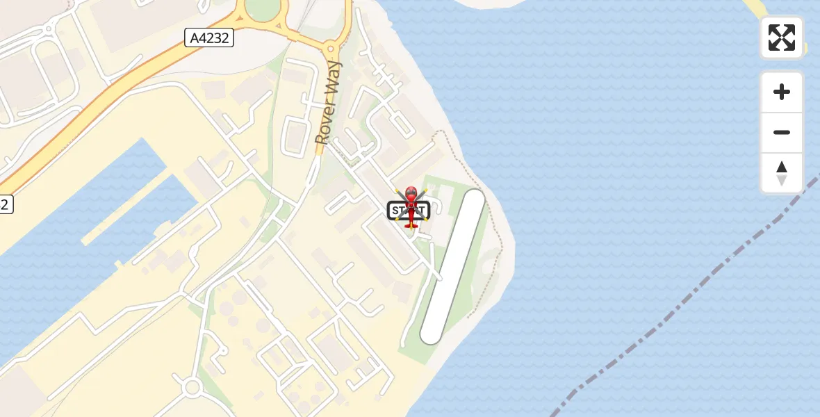 Flight route Air Ambulance Helicopter Cardiff Heliport - Cardiff Heliport, 13 May 2026, 09:11