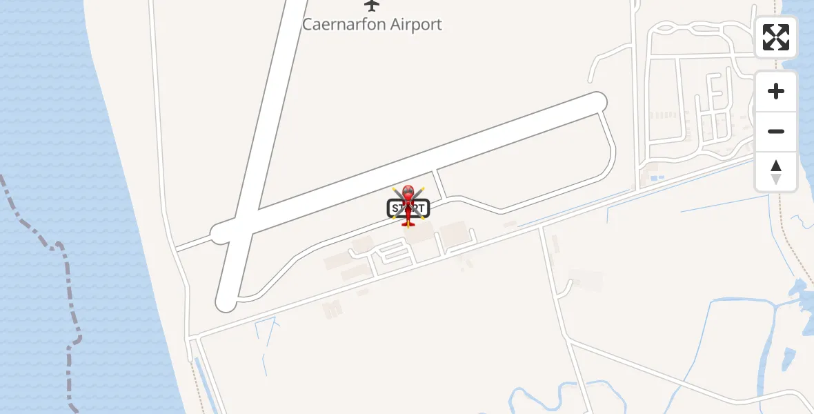 Flight route Air Ambulance Helicopter Caernarfon Airport - Caernarfon Airport, 13 May 2026, 09:44