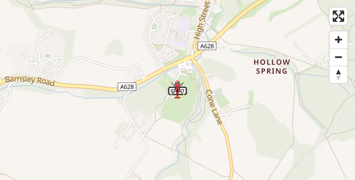 Flight route Air Ambulance Helicopter Barnsley - Barnsley, 13 May 2026, 11:21