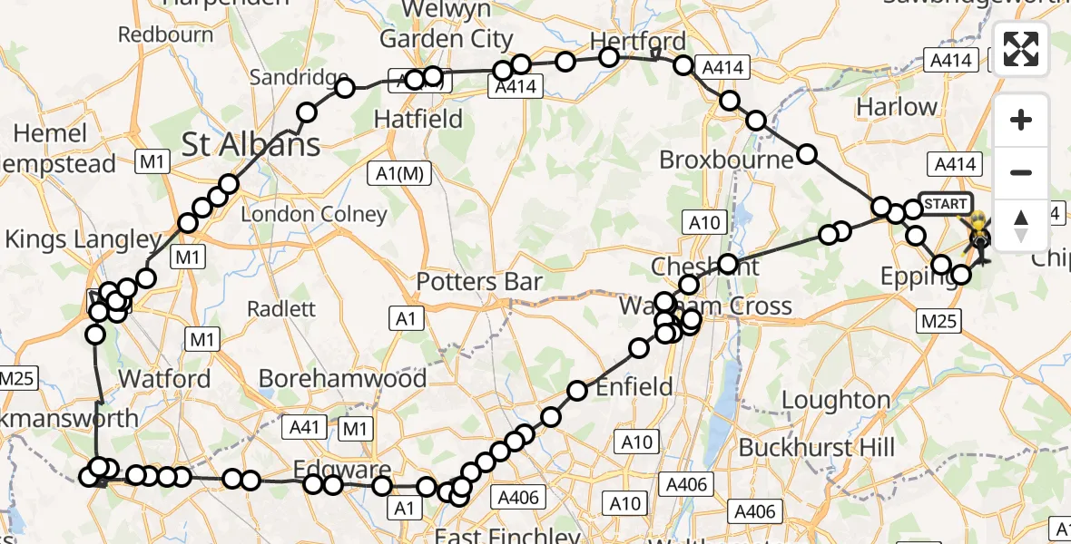 Flight route Police Helicopter North Weald Bassett - North Weald Airfield, 13 May 2026, 13:13