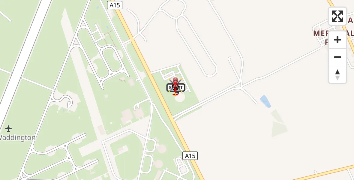 Flight route Air Ambulance Helicopter RAF Waddington - North Kesteven, 13 May 2026, 13:22
