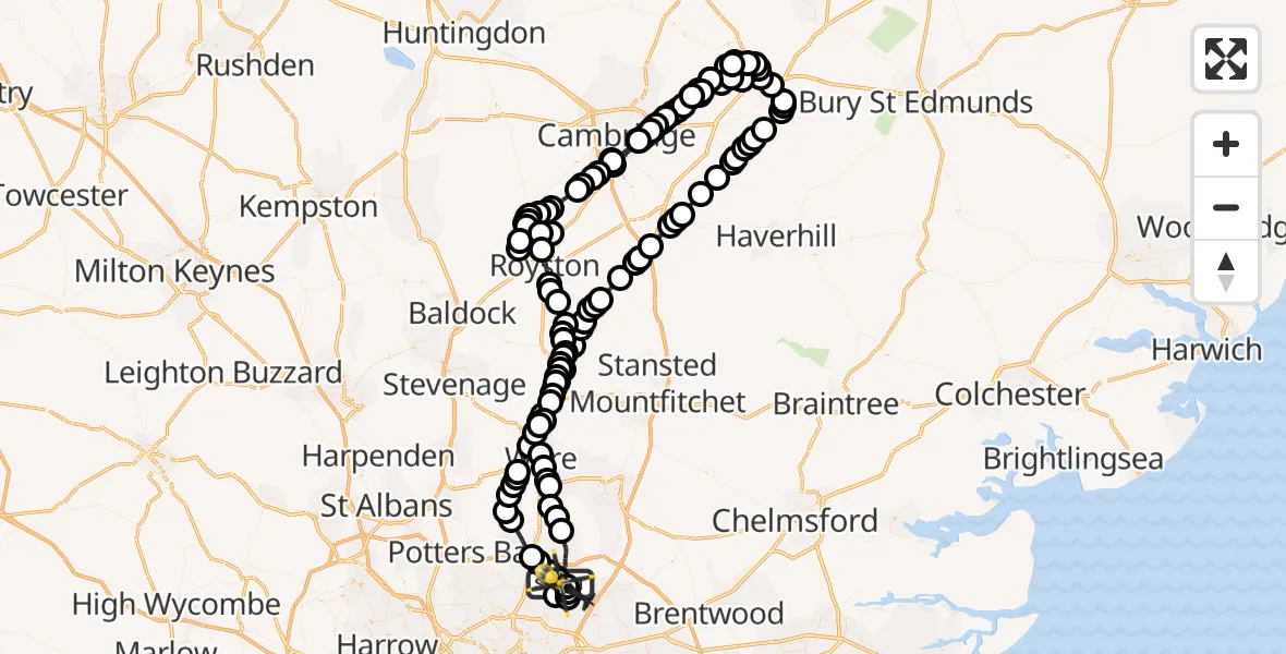Flight route Police Helicopter Sewardstonebury - Metropolitan Police Air Support Unit Lippitts Hill, 13 May 2026, 13:34