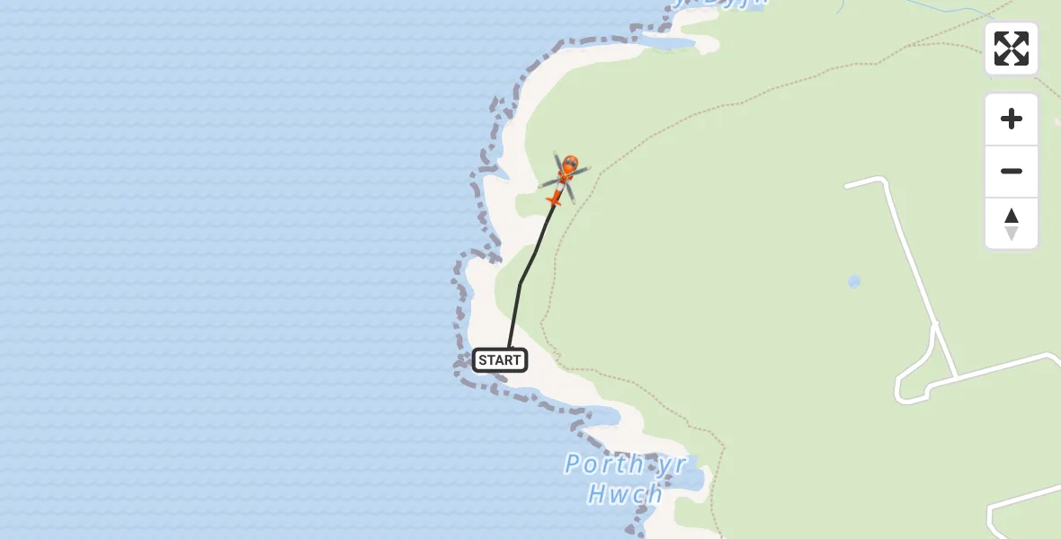 Flight route Coastguard Helicopter Llanfaethlu - Llanfaethlu, 13 May 2026, 14:45