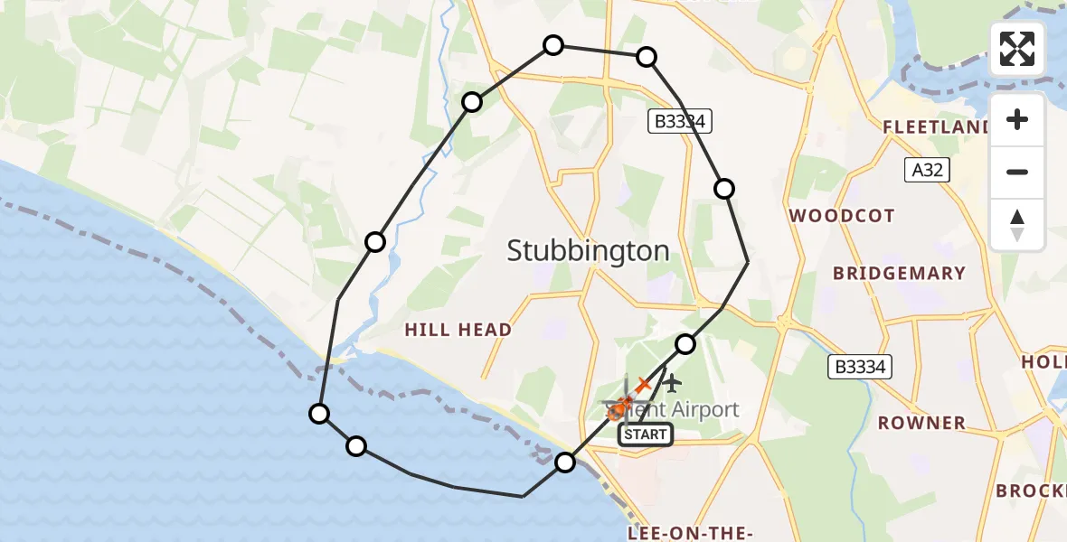 Flight route Coastguard Helicopter Solent Airport - Solent Airport, 13 May 2026, 14:51