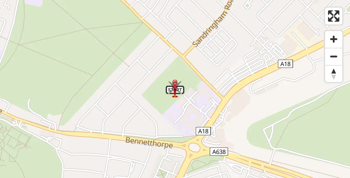 Flight route Air Ambulance Helicopter Intake - Intake, 13 May 2026, 15:26