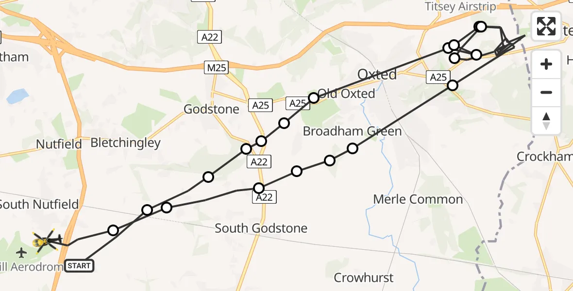 Flight route Police Helicopter South Nutfield - Tandridge, 13 May 2026, 16:04