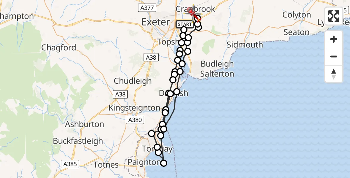 Flight route Air Ambulance Helicopter Clyst Honiton - Rockbeare, 13 May 2026, 16:12