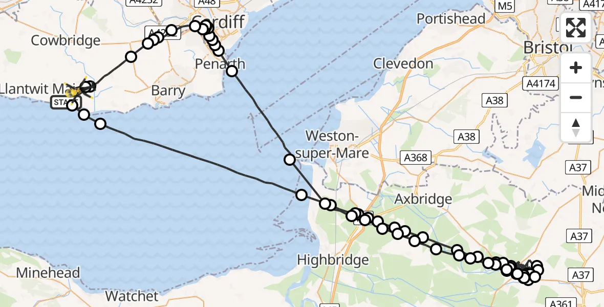 Flight route Police Helicopter MOD St Athan - MOD St Athan, 13 May 2026, 16:19