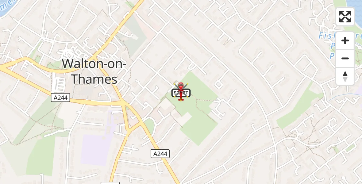 Flight route Air Ambulance Helicopter Elmbridge - Elmbridge, 13 May 2026, 16:24