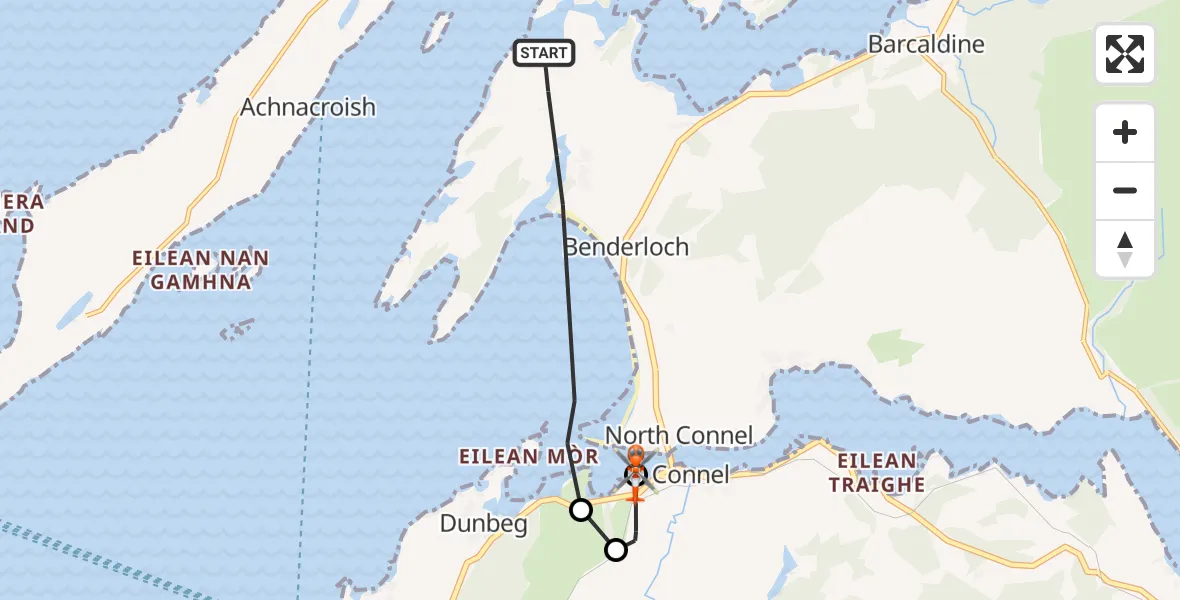 Flight route Coastguard Helicopter Inner Seas - North Connel, 13 May 2026, 16:27