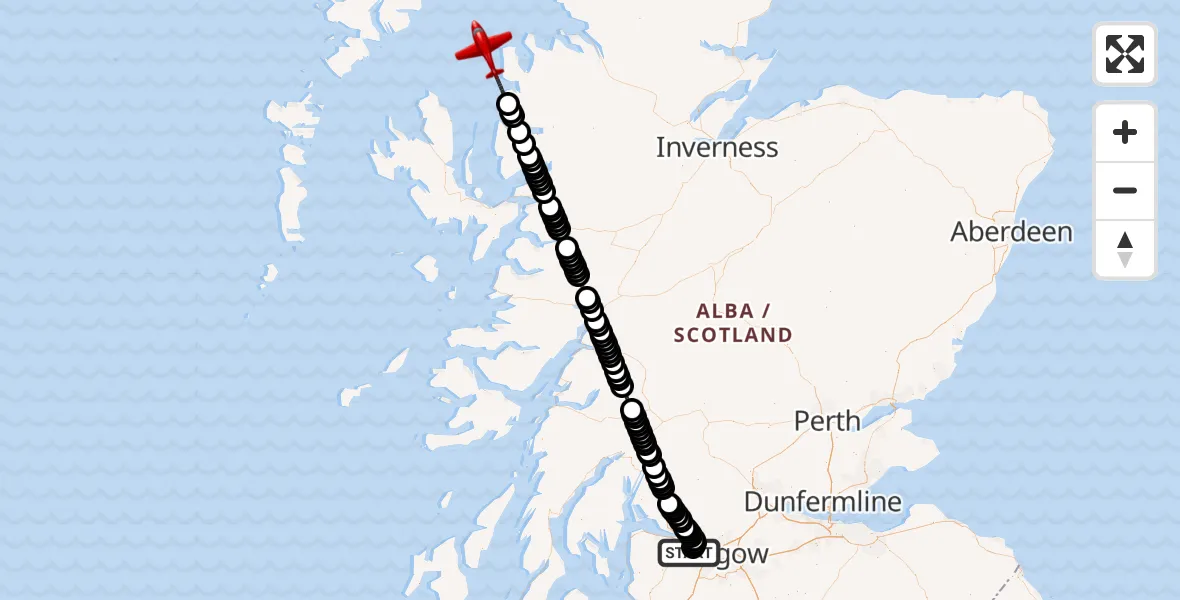 Flight route Air Ambulance Aircraft Glasgow Airport - Inner Seas, 14 May 2026, 08:30