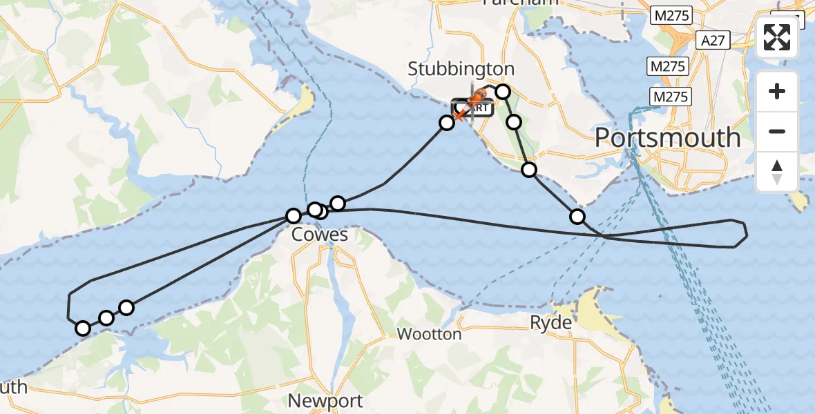 Flight route Coastguard Helicopter Solent Airport - Solent Airport, 14 May 2026, 09:30