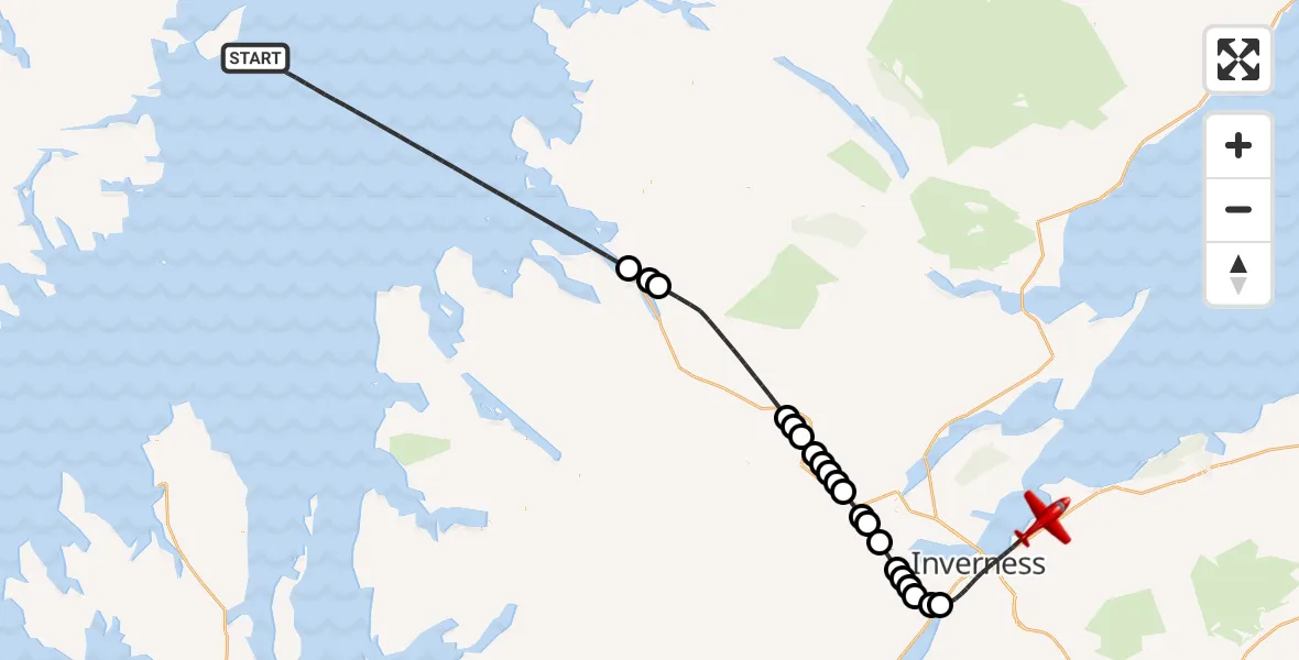 Flight route Air Ambulance Aircraft Inner Seas - Inverness Airport, 14 May 2026, 09:59