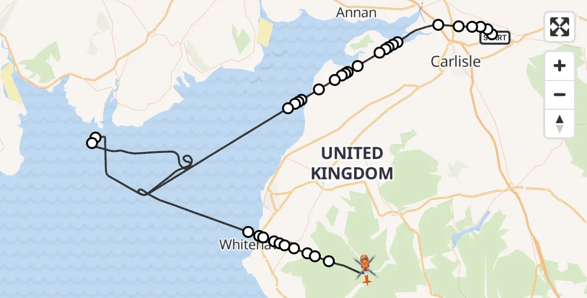 Flight route Coastguard Helicopter Carlisle Lake District Airport - Ennerdale and Kinniside, 14 May 2026, 12:47