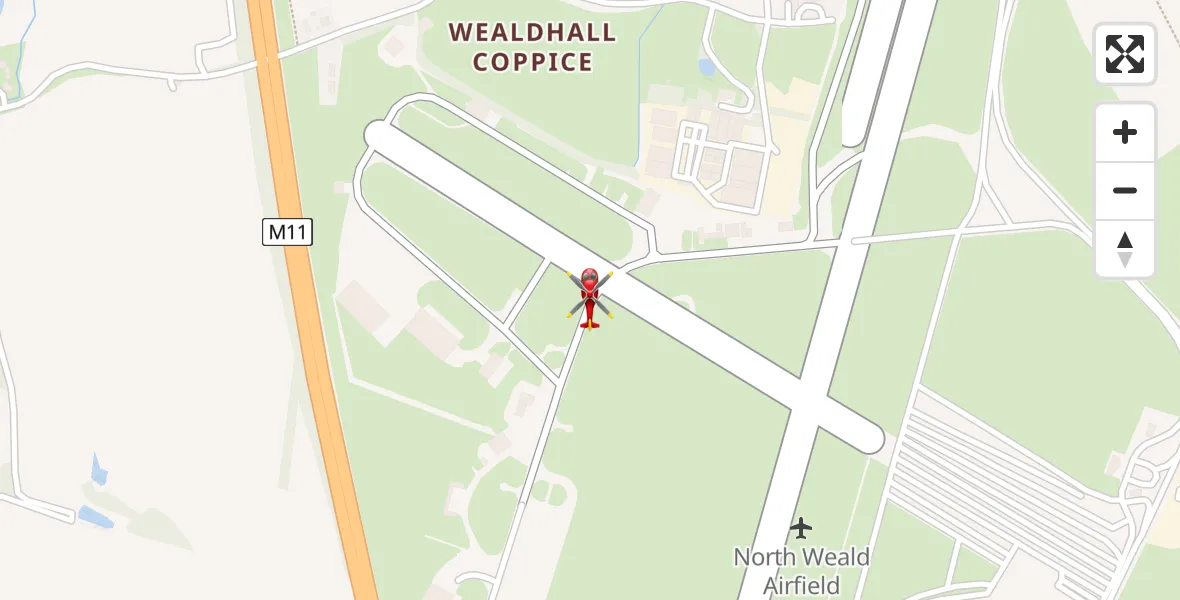Flight route Air Ambulance Helicopter North Weald Airfield - North Weald Airfield, 14 May 2026, 13:25