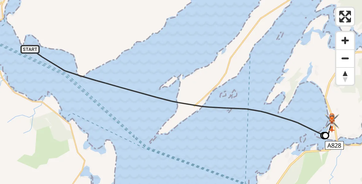 Flight route Coastguard Helicopter Inner Seas - Oban Airport, 14 May 2026, 16:01