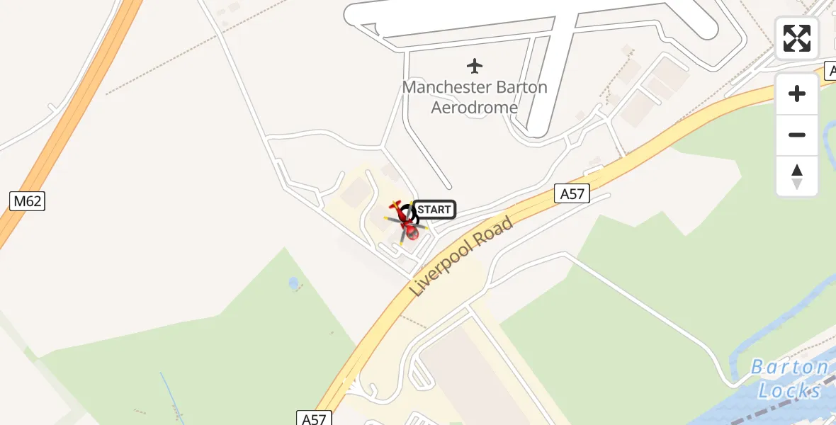 Flight route Air Ambulance Helicopter Manchester Barton Aerodrome - Irlam, 14 May 2026, 17:46