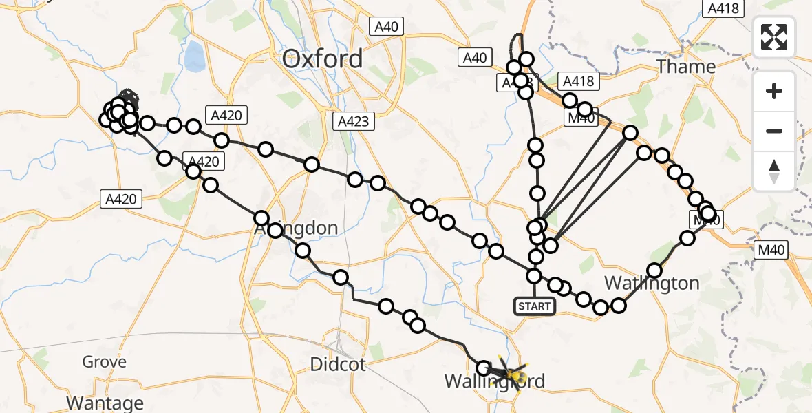 Flight route Police Helicopter Berrick Salome - Wallingford, 14 May 2026, 18:12